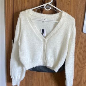 Fuzzy button up sweater